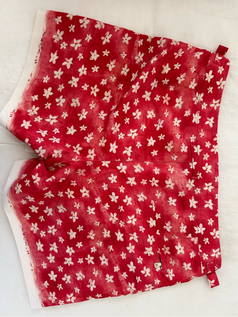Orlebar Brown Red Floral Print Fabric with White Blossoms - Picture 5 of 7